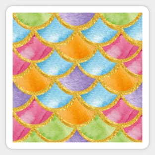 Mermaid Pattern Gold colorful 2 Sticker